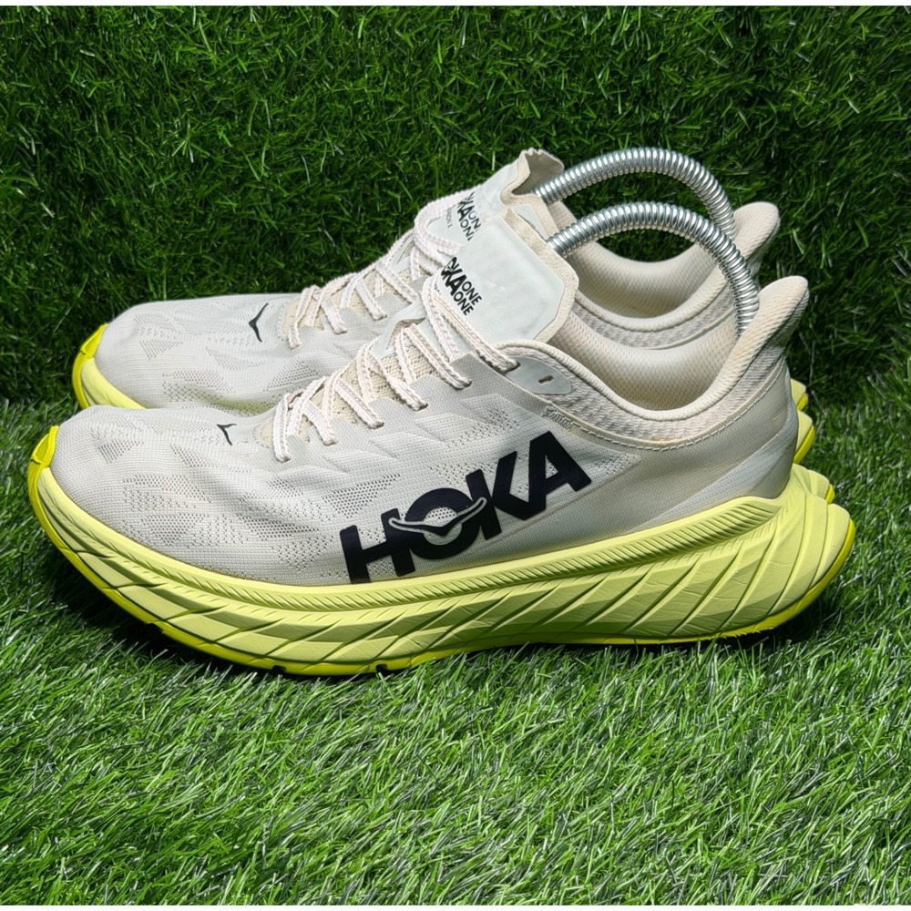 Hoka One One Carbon X 2 Womens 9.5 Running Shoes White Evening Primrose 1113527